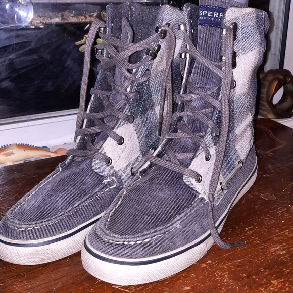 💎[Sperry] Topsider sequined, corduroy hi top sneakers. - Picture 3 of 9